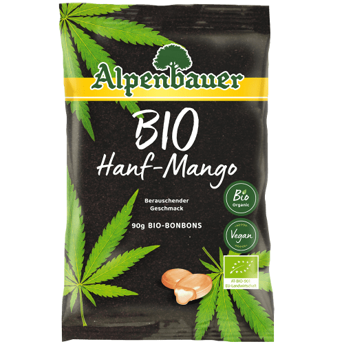ALPENBAUER Přírodní bonbóny konopí a mango BIO 90 g