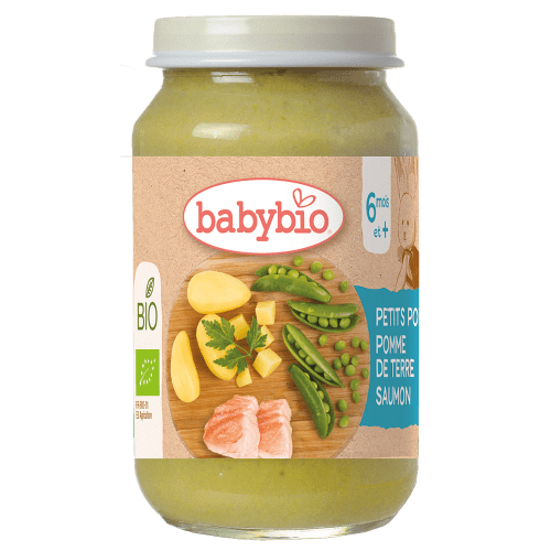 BABYBIO Hrášek a brambory s lososem BIO 6m+ 200 g