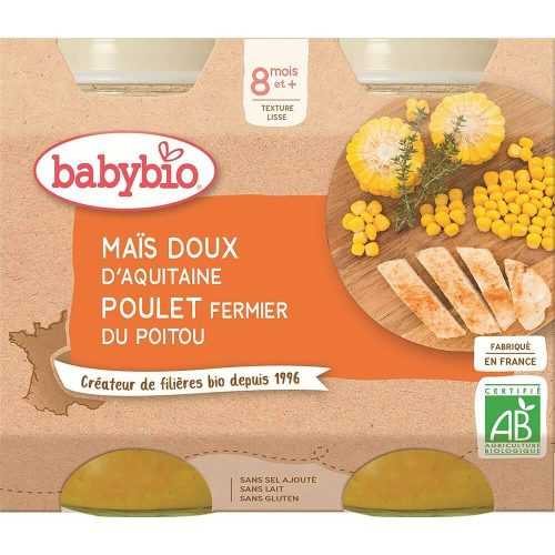 BABYBIO Sladká kukuřice s kuřecím masem 2x200 g