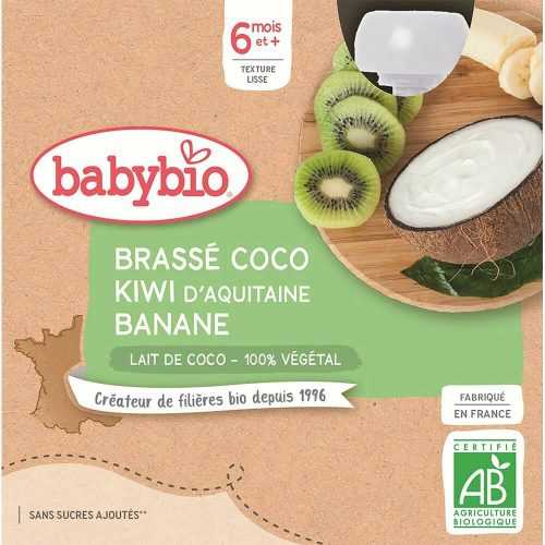 BABYBIO Svačinka s kokosovým mlékem - Kiwi a banán 4 x 85 g