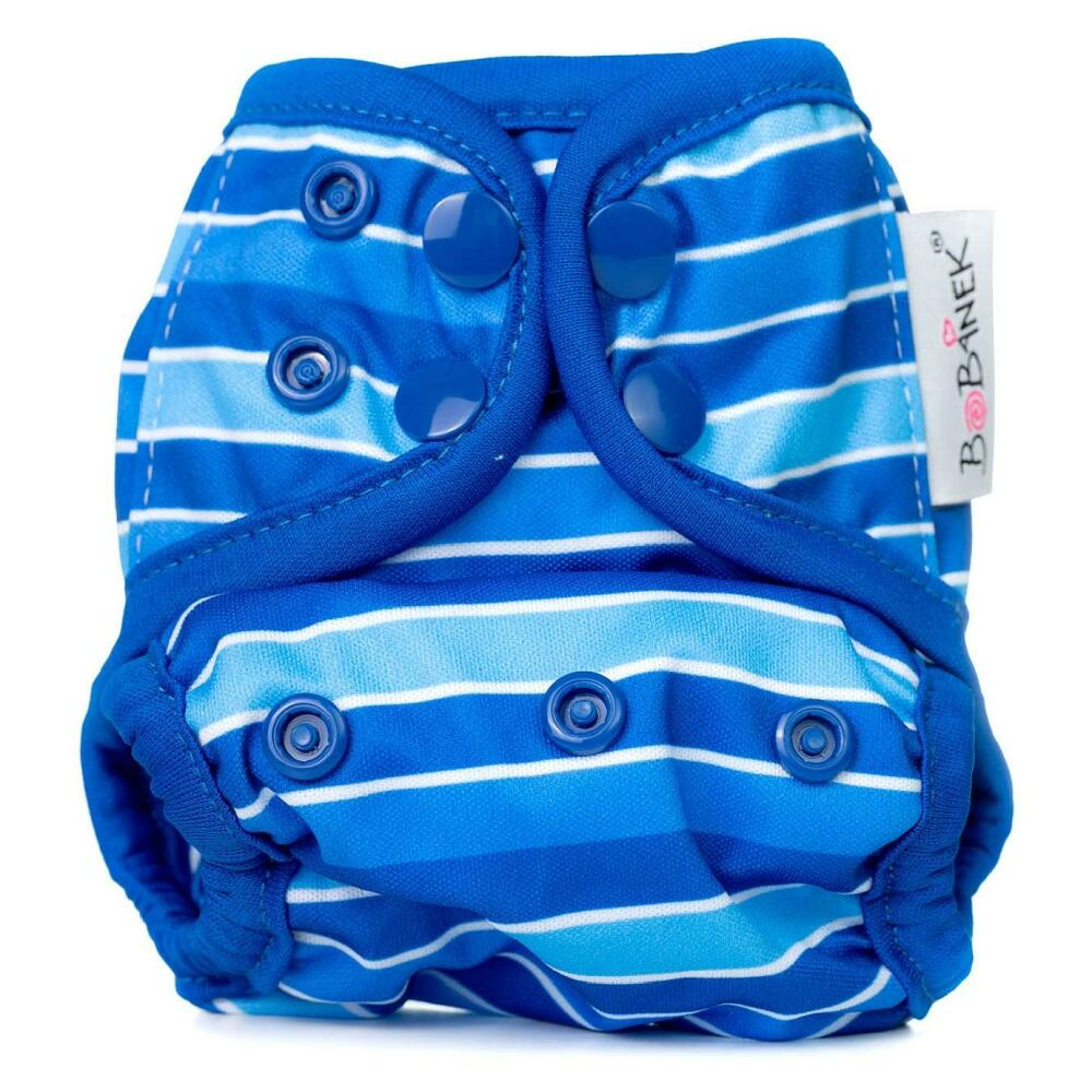 BOBÁNEK Novorozenecké svrchní kalhotky patentky Modré proužky 1 ks