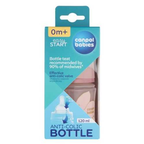 CANPOL BABIES Antikoliková lahev EasyStart GOLD růžová 120 ml