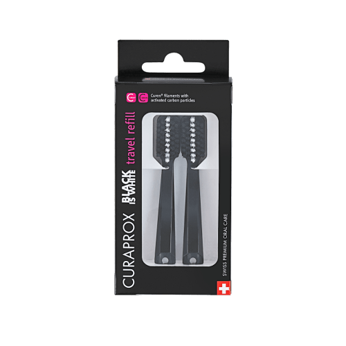 CURAPROX Travel set Black is White - náhradní hlavice 2 kusy