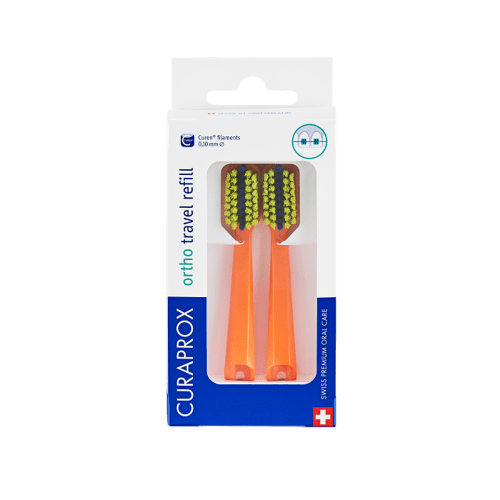 CURAPROX Travel set Oranžový - náhradní hlavice 2 kusy