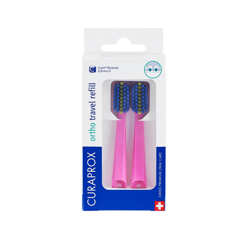 CURAPROX Travel set Růžový - náhradní hlavice 2 kusy