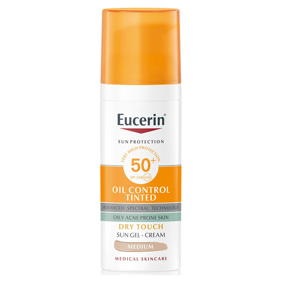 EUCERIN Sun OilControlTinted Krémový gel na opalování na obličej SPF50+ medium 50 ml