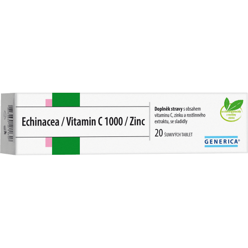 GENERICA Echinacea + vitamin C 1000 + zinek 20 šumivých tablet
