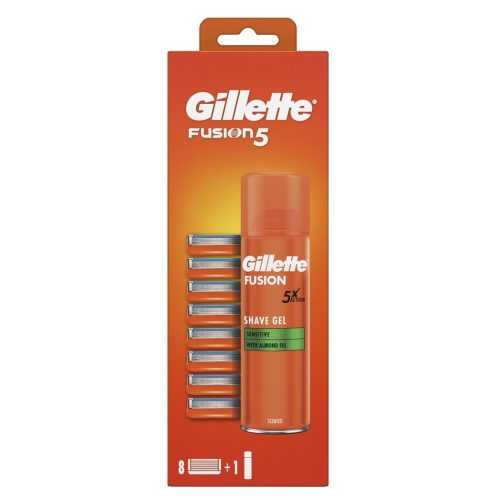 GILLETTE Fusion5 Náhradní hlavice 8 ks + Fusion Gel na holení 200 ml