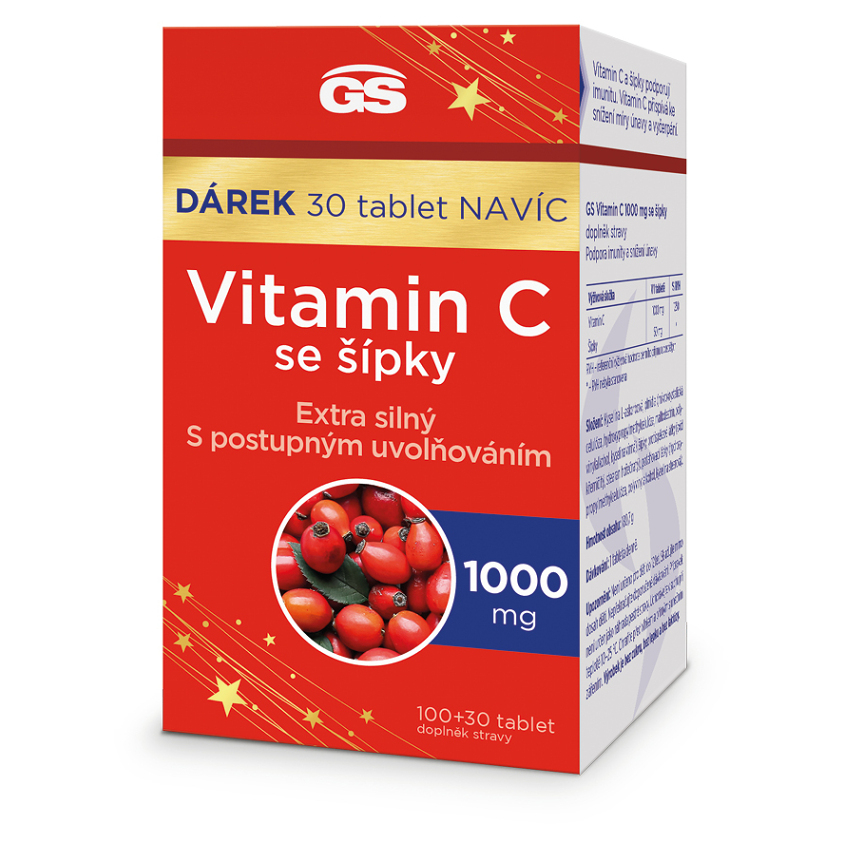 GS Vitamin C se šípky 1000 mg 100 + 30 tablet NAVÍC