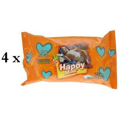 HAPPY MIMI Dětské vlhčené ubrousky 4x72 kusů