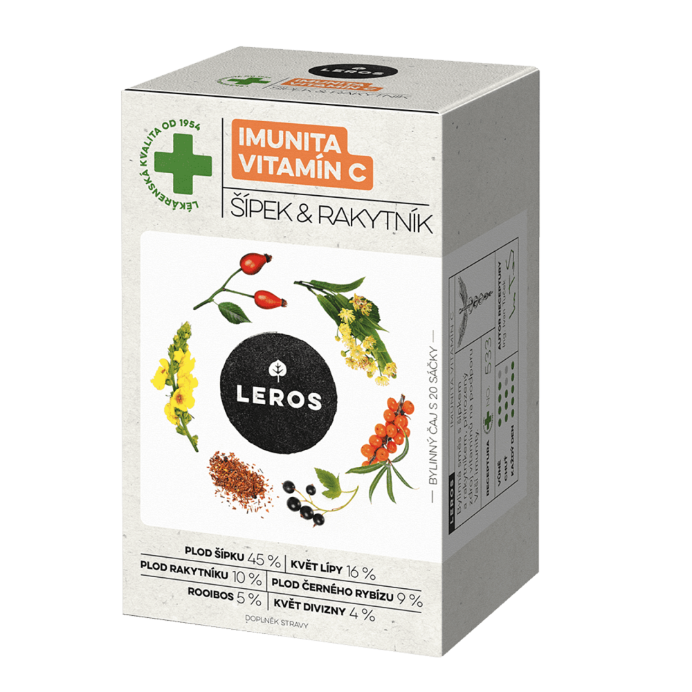 LEROS Imunita vitamín C šípek & rakytník 20 sáčků