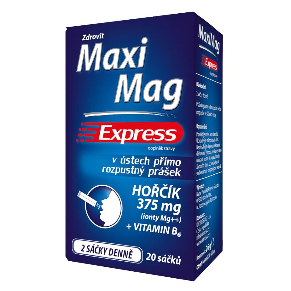 MAXIMAG Hořčík 375 mg + vitamin B6 express 20 sáčků