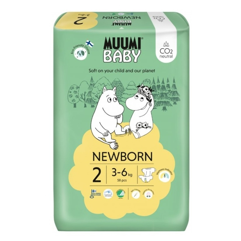 MUUMI BABY 2 Mini 3–6 kg  eko pleny 58 ks