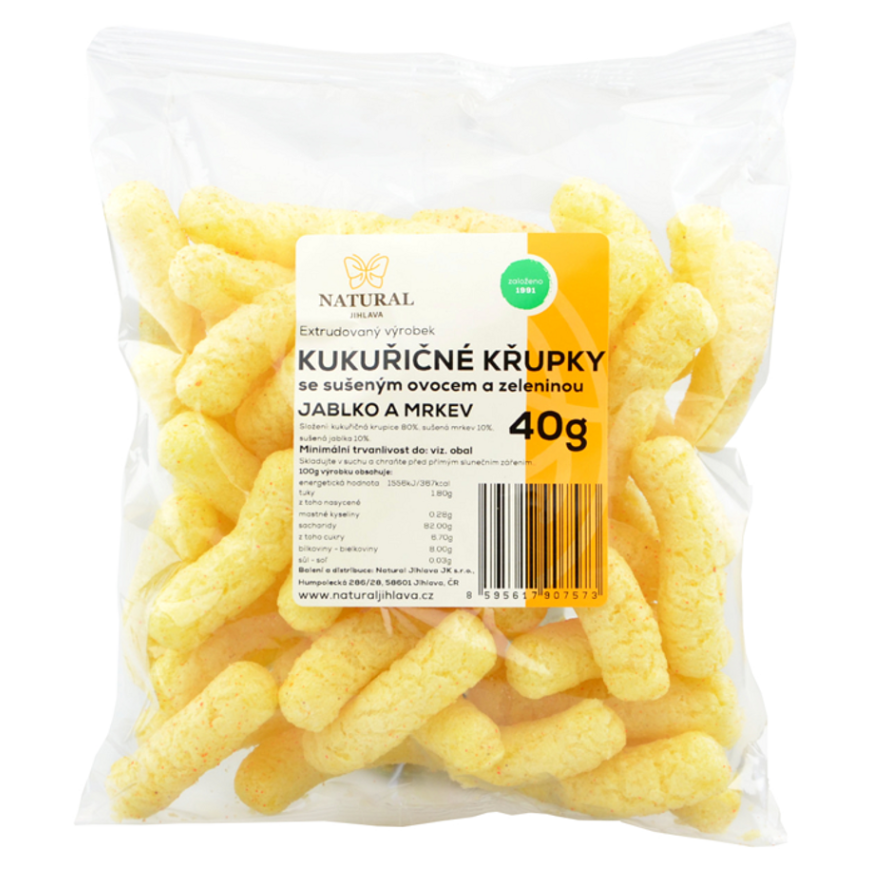 NATURAL JIHLAVA Křupky kukuřičné jablko a mrkev natural 40 g