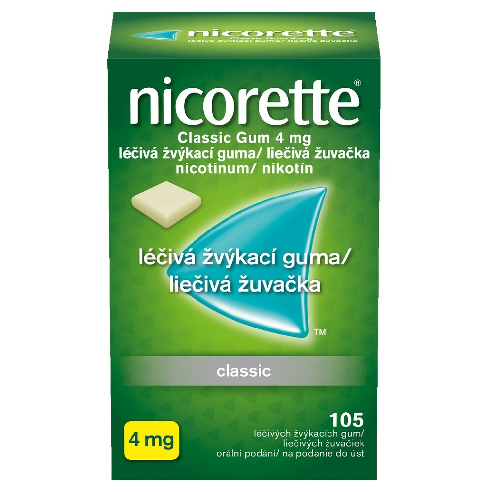 NICORETTE Classic 4 mg Léčivá žvýkací guma 105 kusů
