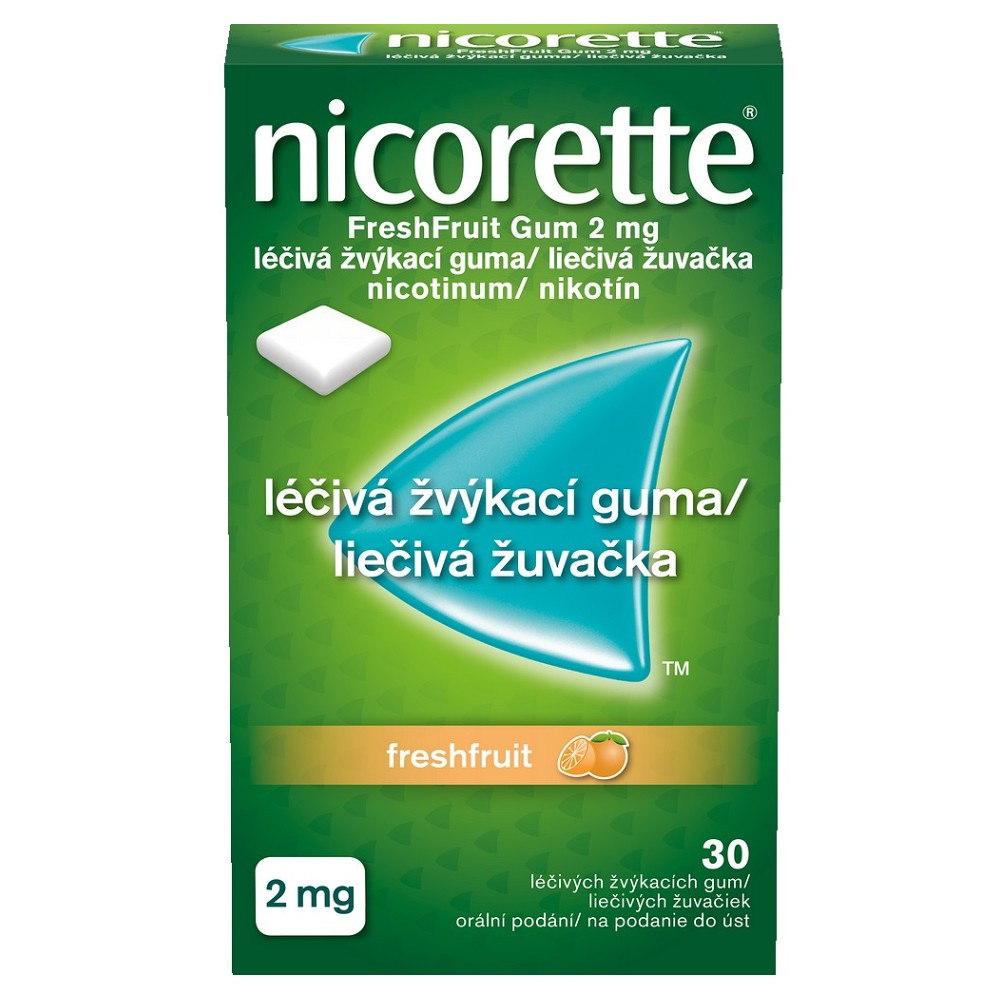 NICORETTE Freshfruit 2 mg Léčivá žvýkací guma 30 kusů