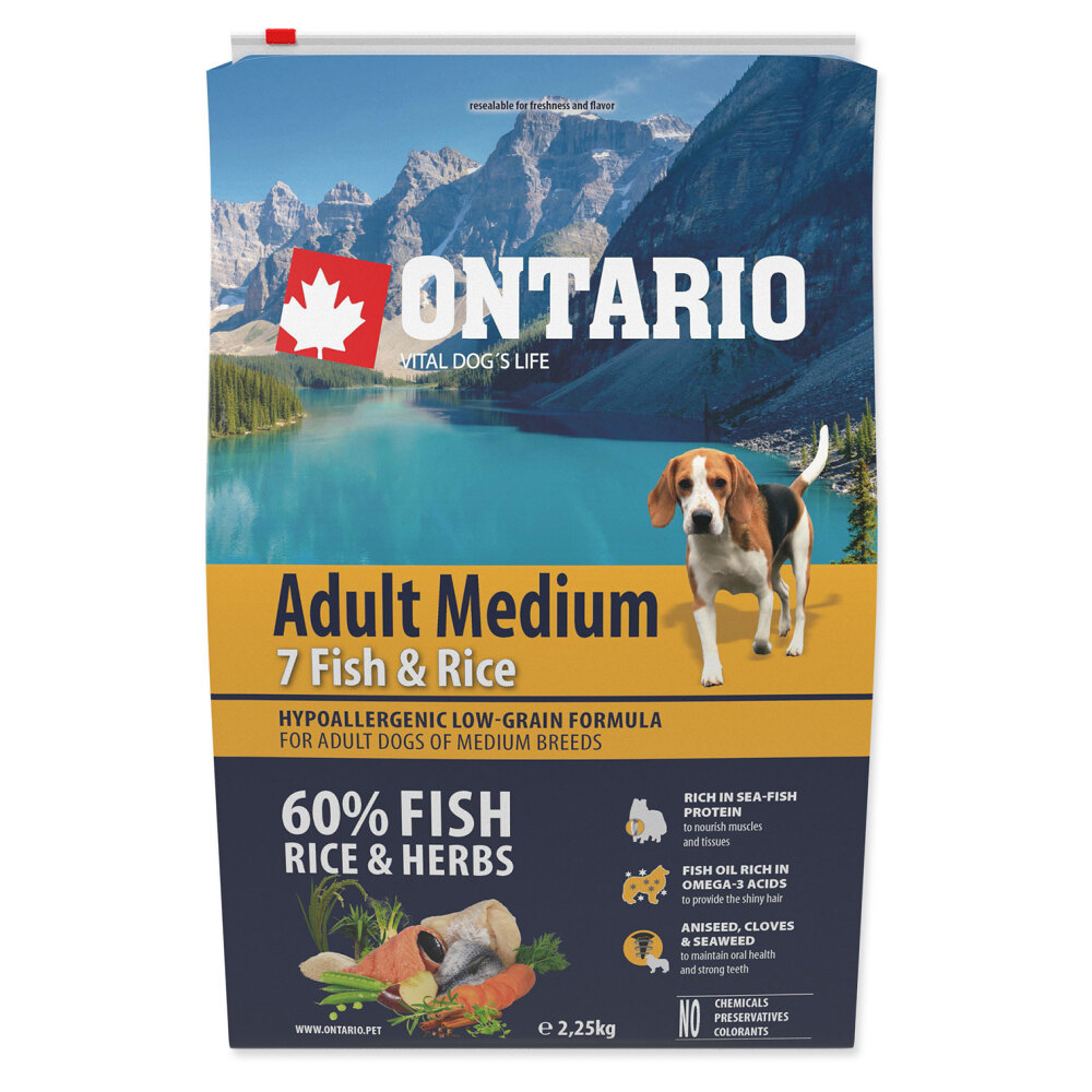 ONTARIO Dog Adult Medium fish & rice granule pro psy 2