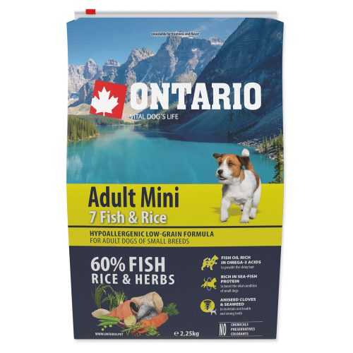 ONTARIO Dog Adult Mini fish & rice granule pro psy 1 ks