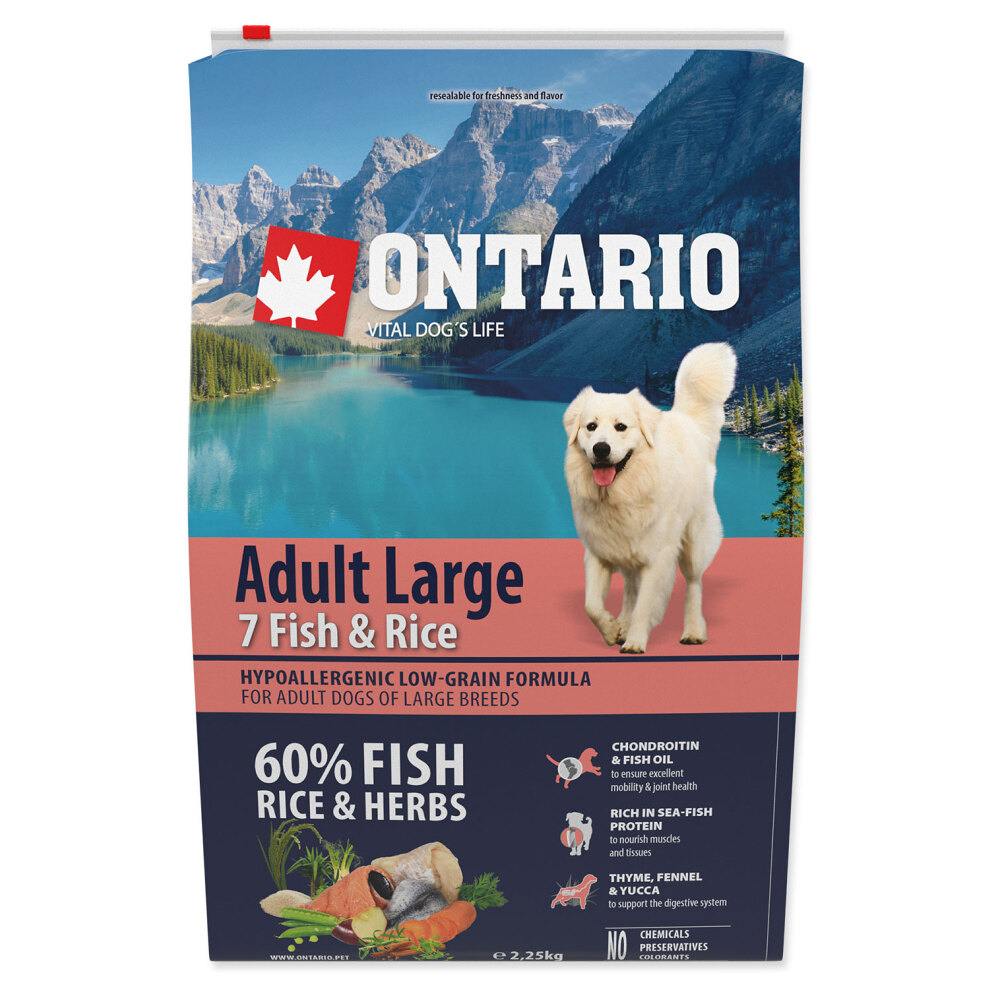 ONTARIO Dog Adult large fish & rice granule pro psy 2