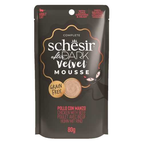 SCHESIR After Dark Velvet Mousse kapsička pro kočky kuře a hovězí 80 g