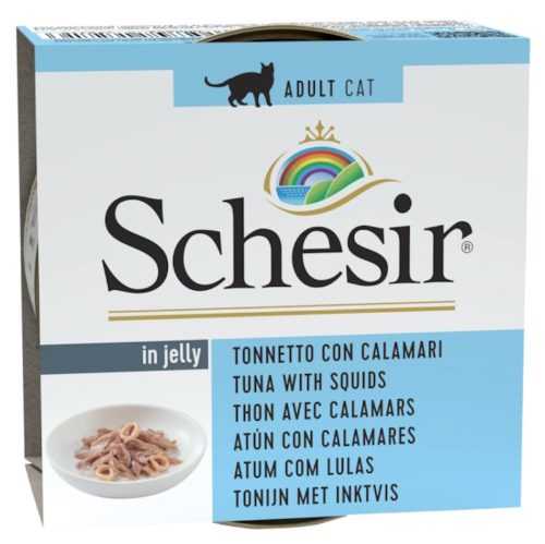 SCHESIR Konzerva pro kočky tuňák a oliheň 85 g