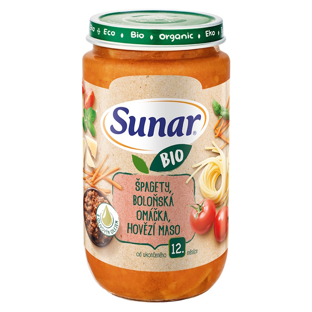 SUNAR Příkrm špagety boloňská omáčka hovězí maso 12m+ BIO 235 g