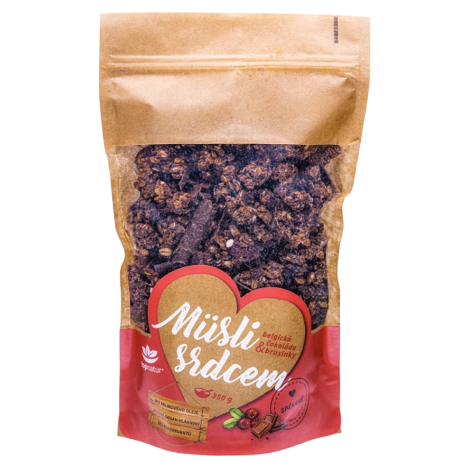TOPNATUR Müsli srdcem Belgická čokoláda&Brusinky 350 g