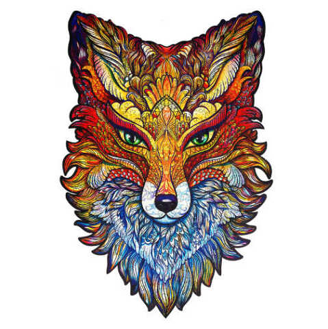 UNIDRAGON Dřevěné puzzle fiery fox velikost M