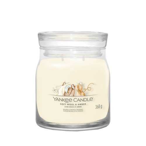 YANKEE CANDLE Signature Vonná svíčka střední 2 knoty Soft Wool & Amber 368 g