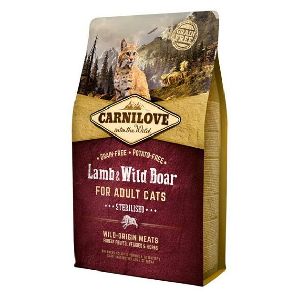 CARNILOVE  Lamb & Wild Boar Grain Free granule pro kastrované kočky 1 ks
