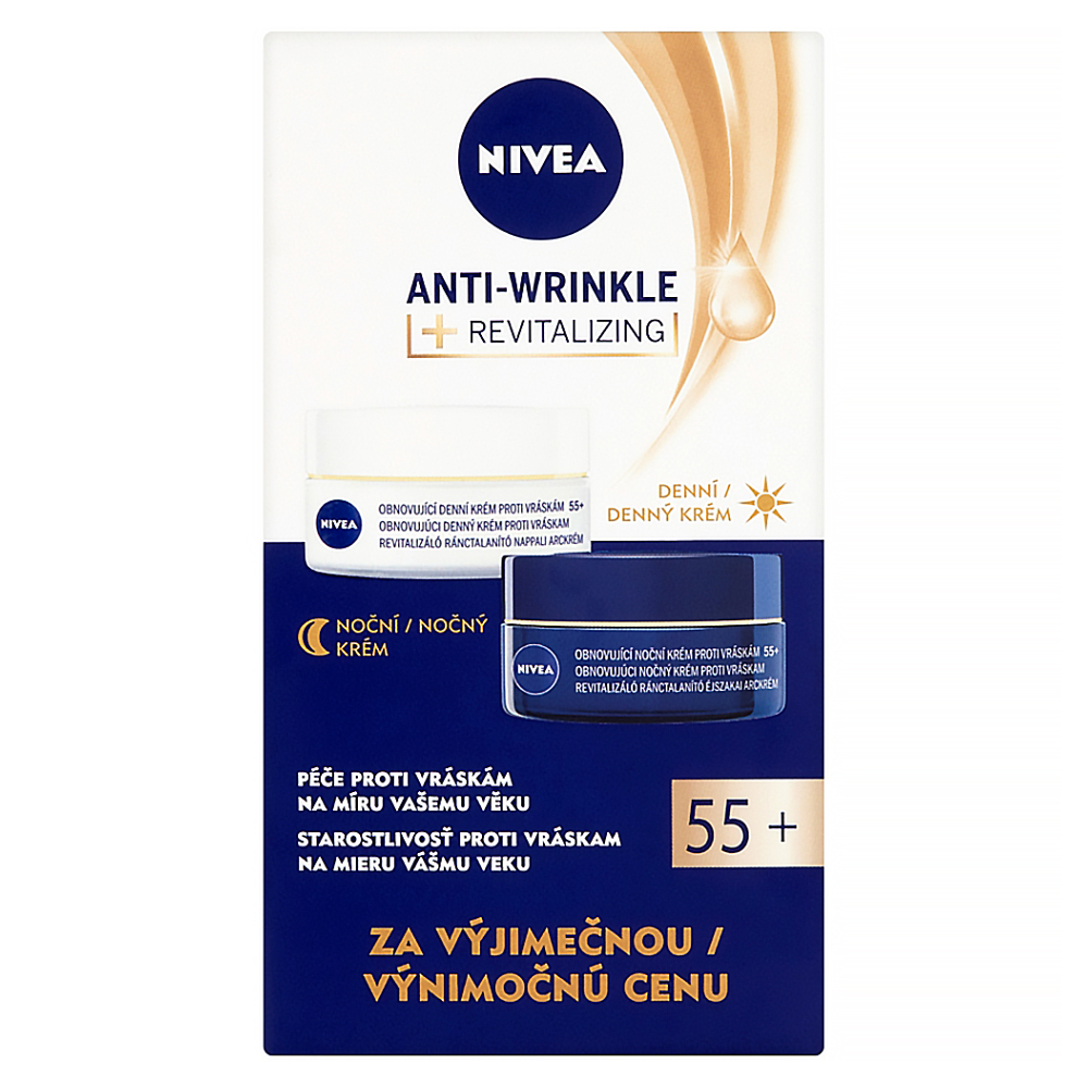 NIVEA Obnovující denní a noční krém proti vráskám 55+ 2x 50 ml