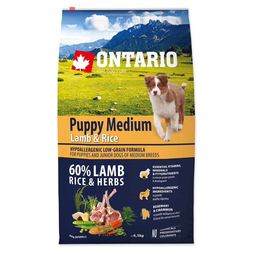 ONTARIO Puppy Medium Lamb & Rice granule pro štěňata  1 ks