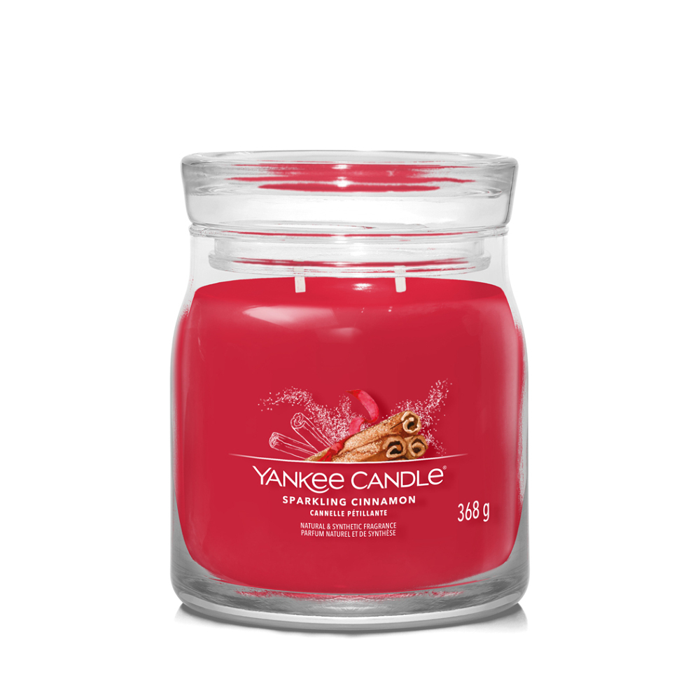 YANKEE CANDLE Signature Vonná svíčka střední 2 knoty Sparkling Cinnamon 368 g