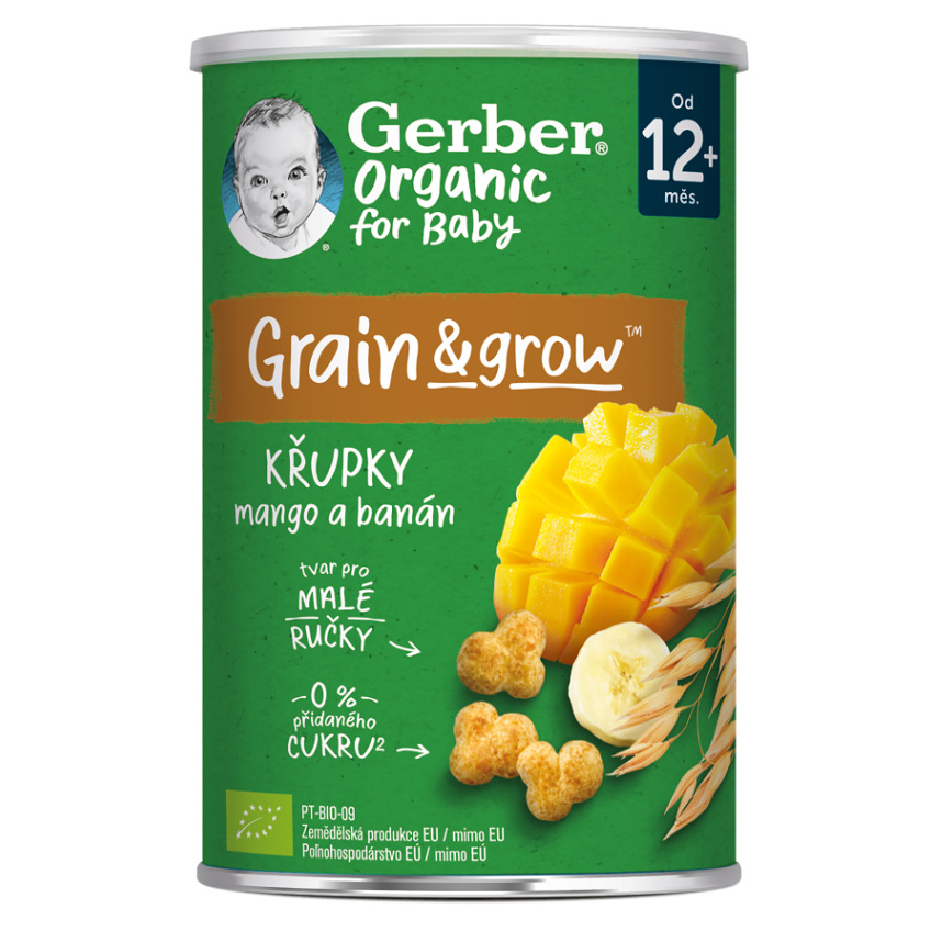 GERBER Křupky s mangem a banánem BIO 35 g 12m+