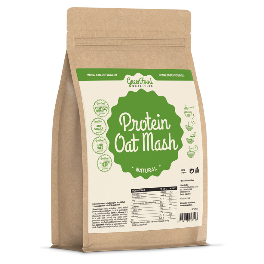 GREENFOOD NUTRITION Proteinová ovesná kaše natural 500 g