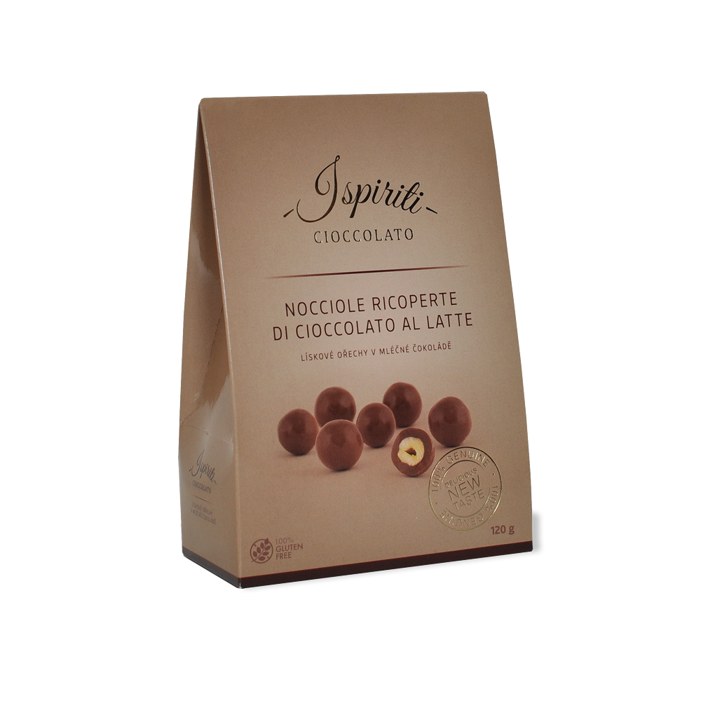 ISPIRITI Lískové ořechy v mléčné čokoládě 120 g