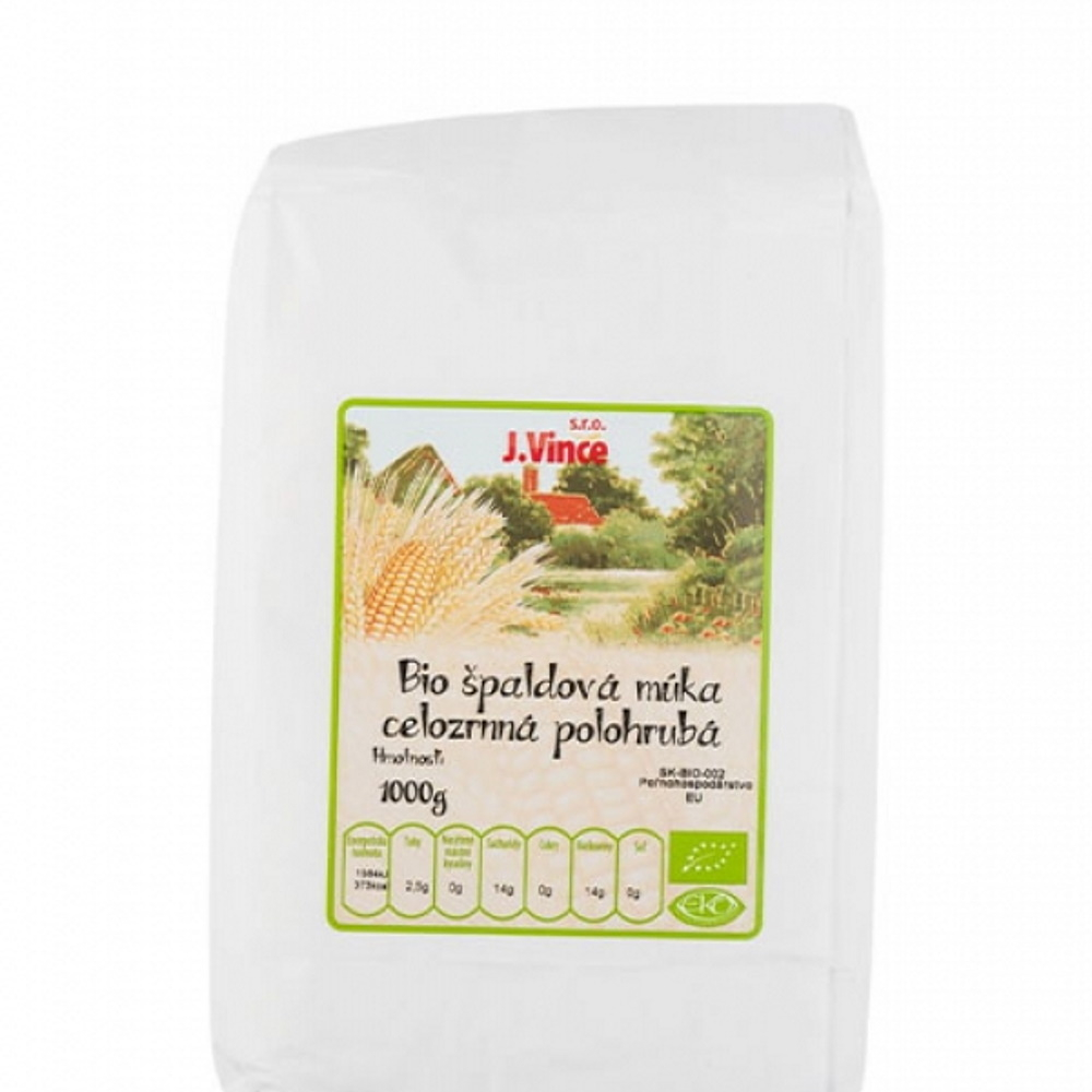 J.VINCE Špaldová mouka celozrnná polohrubá BIO 1 kg