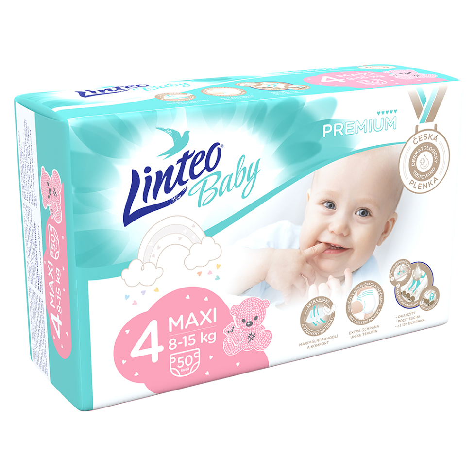LINTEO Baby Premium Dětské plenky MAXI 8-15kg 50 ks