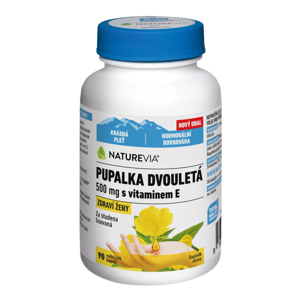 NATUREVIA Pupalka dvouletá 500 mg + Vitamín E 90 kapslí