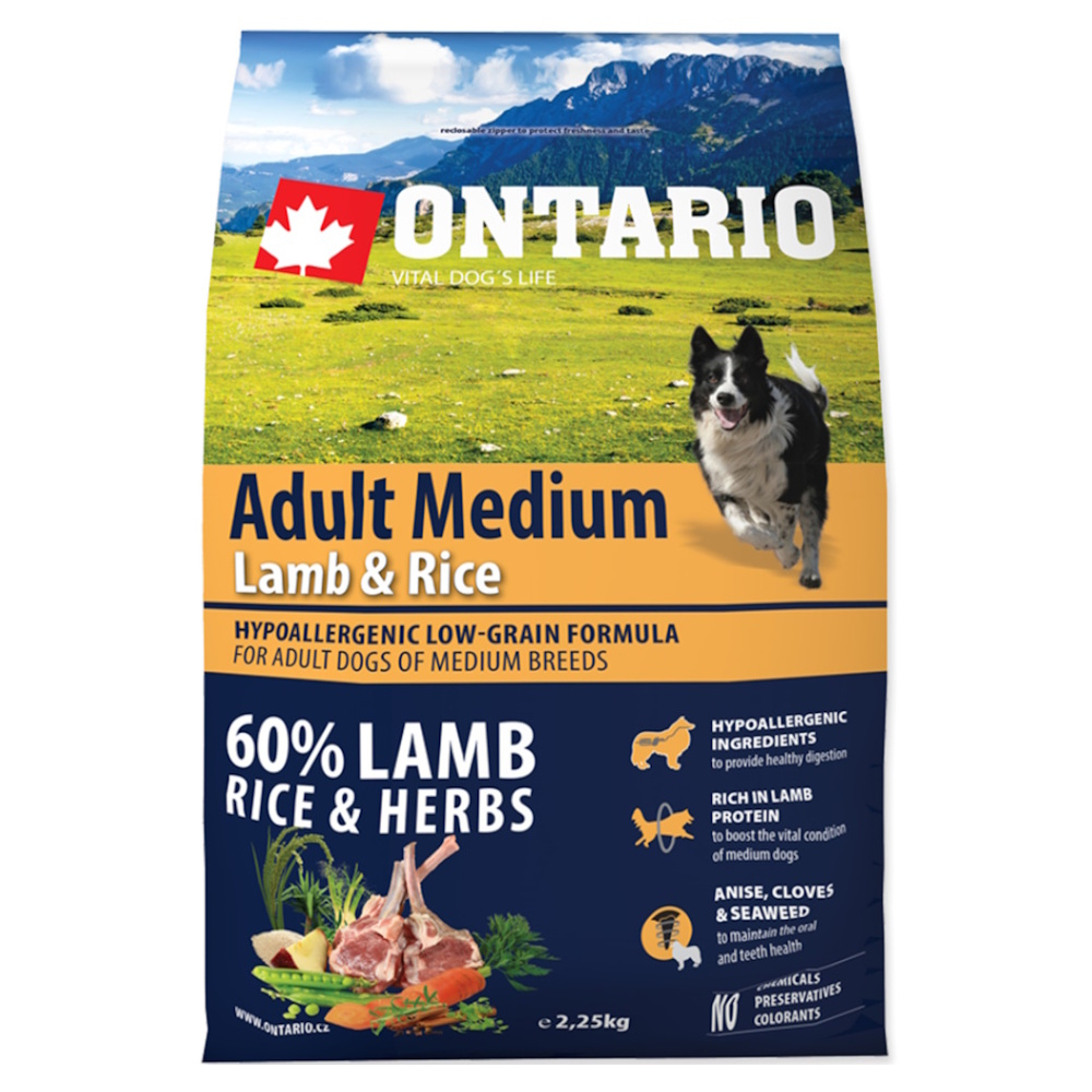 ONTARIO Adult Medium Lamb & Rice granule pro psy 1 ks