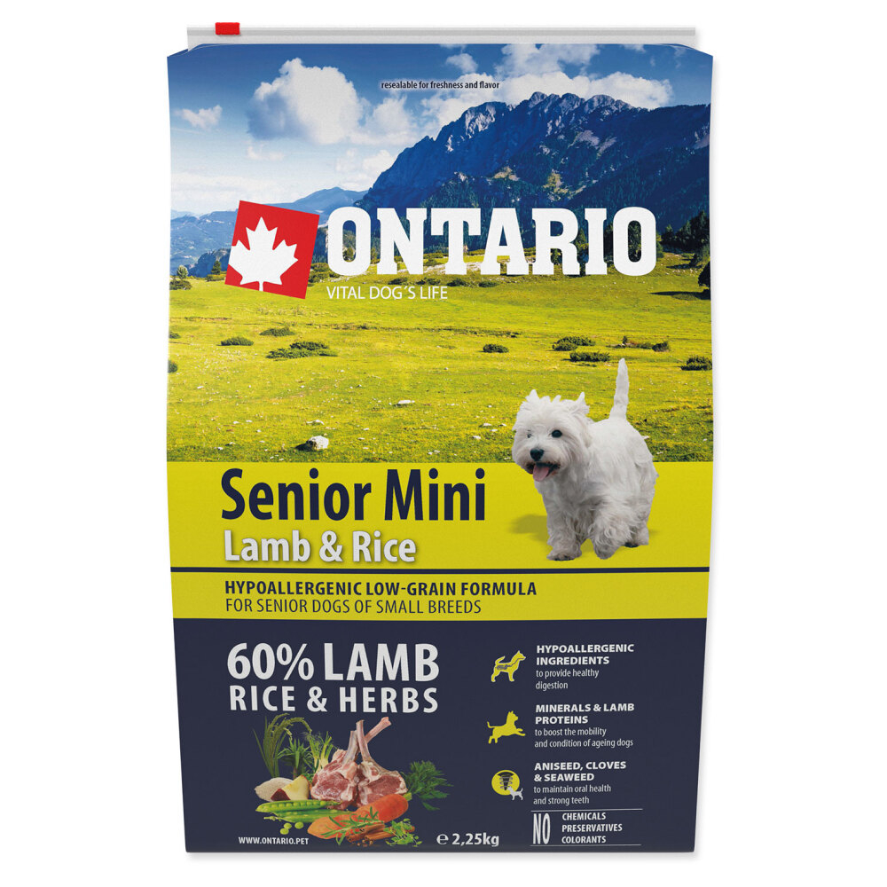 ONTARIO Senior Mini Lamb & Rice granule pro psy 1 ks