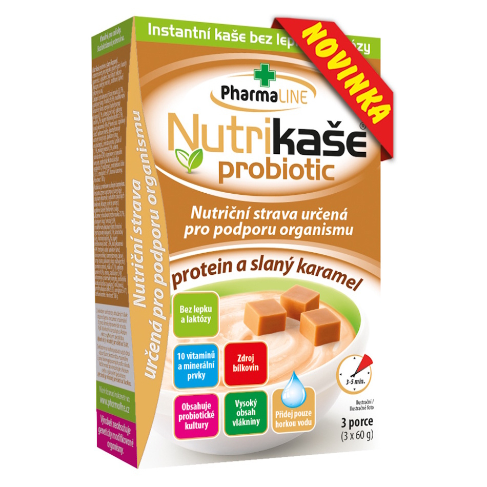 PHARMALINE Nutrikaše probiotic protein a slaný karamel 3 x 60 g