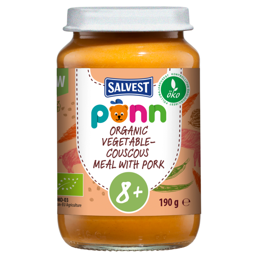 SALVEST Põnn Vepřové maso s kuskusem a zeleninou od 8.měsíce BIO 190 g