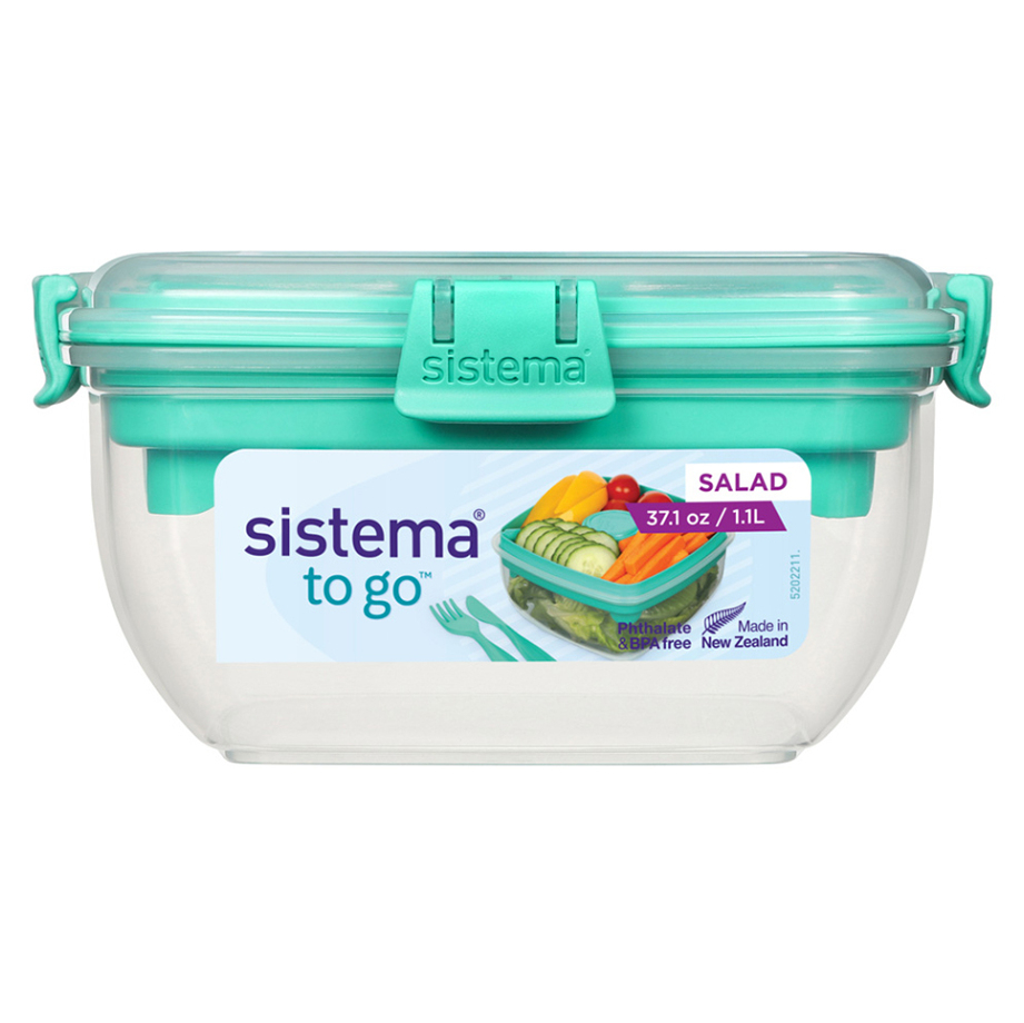 SISTEMA To Go Krabička s miskou na salát s příborem zelená 1
