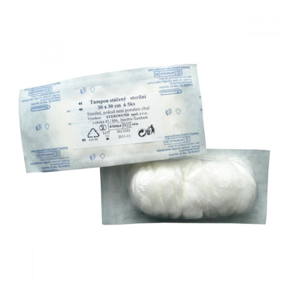 STERIWUND Tampón stáčený z gázy sterilní 30 x 30cm 5 kusů