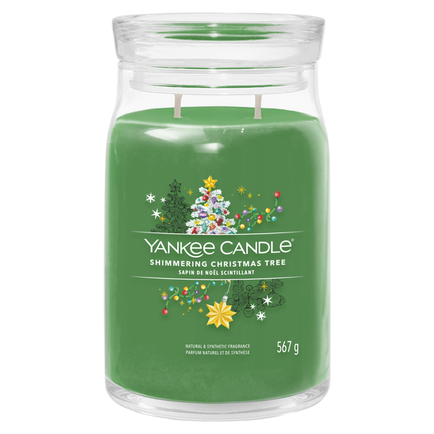YANKEE CANDLE Signature Vonná svíčka velká 2 knoty Shimmering Christmas Tree 567 g