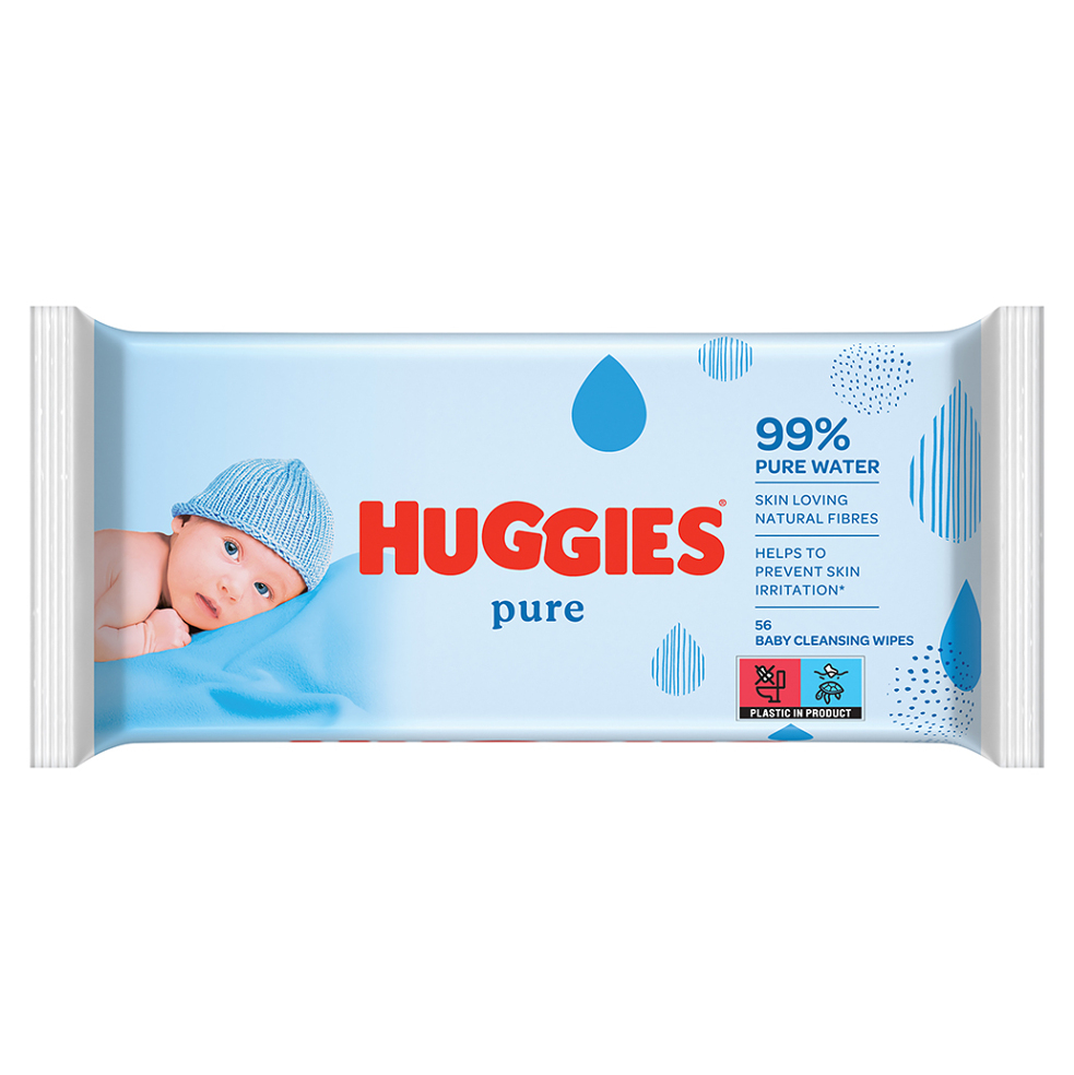 HUGGIES Dětské vhčené ubrousky Pure Single 56 kusů